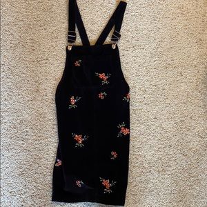 Black Overalls with Pink Flowers